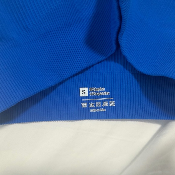 Amazon brand size S One-Shoulder Ribbed Royal Blue workout bra - Picture 3 of 3